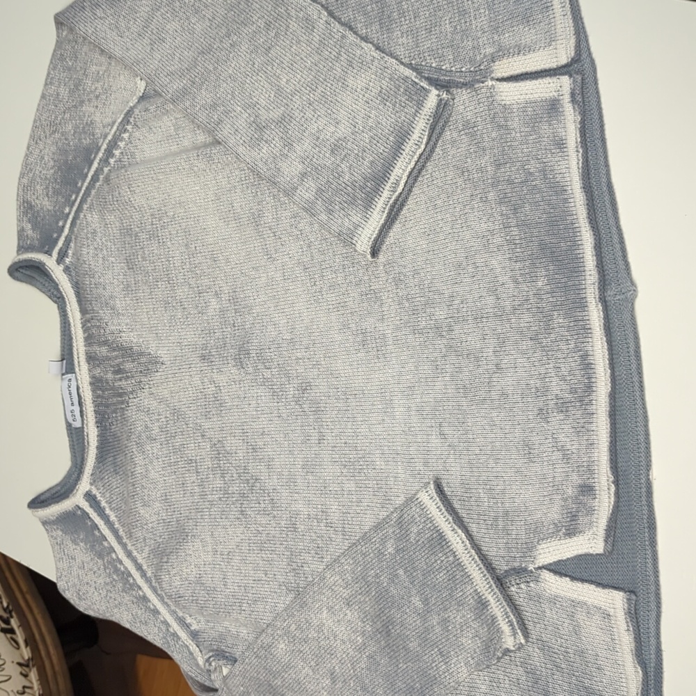 525 America Light Gray and White Washed Knit Sweater